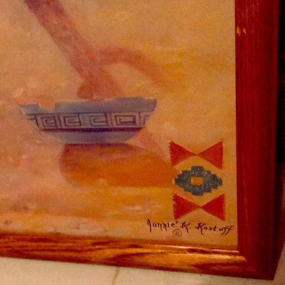 SOUTHWESTERN ART WITH OAK FRAME - Picture 3 of 8